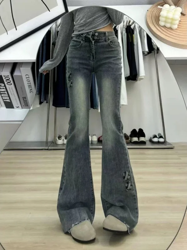 

High Waist Slimming High Heel Denim Pants Women's Spring Autumn New Sle American Hot Girl Micro Flared Long Pants