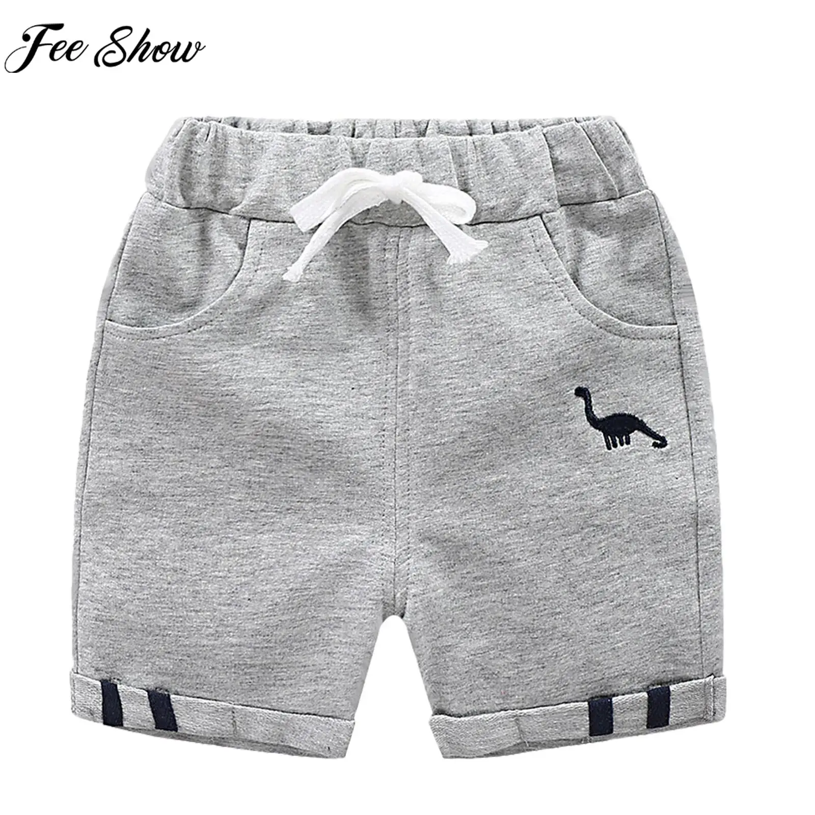 

Baby Boys Shorts Cute Dinosaur Print Casual Shorts Elastic Waistband Solid Color Cotton Shorts Kids Fashion College Style Pants