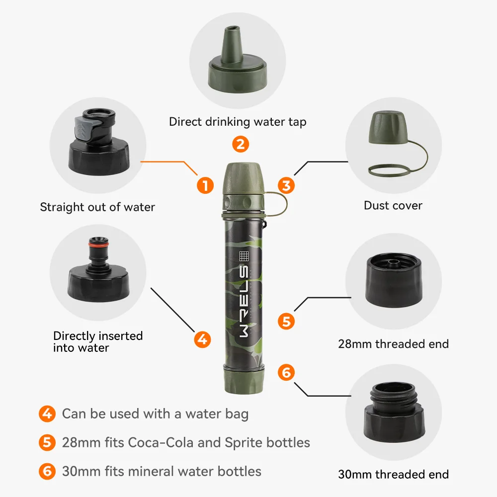 WRELS Outdoor Portable Water Filter Set Camping Water Purifier For Survival Or Emergency Supplies Purification Direct Drinking - view 5