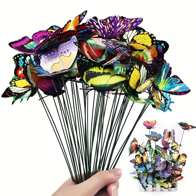 10 Pieces of Butterfly Stakes, Outdoor Artificial Butterfly Decorations - Ideal for Decorating Outdoor Gardens and Lawns!