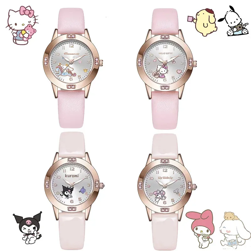 سانريو مرحبا كيتي ساعة كورومي سينامورول Kawaii كوارتز موضة عادية بلدي ميلودي ساعة اليد النساء فتاة الأطفال هدايا عيد ميلاد