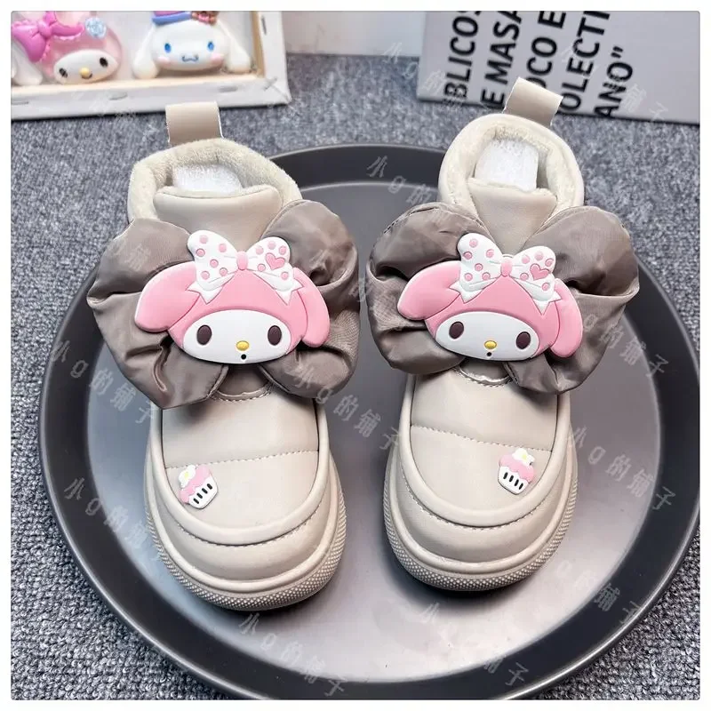 Kuromi Anime Kawaii Sanrio Ins Fashion Soft Boots Cute Cartoon My Melody Y2k Sweet Children Cotton Board Shoes Prezenty dla dzieci