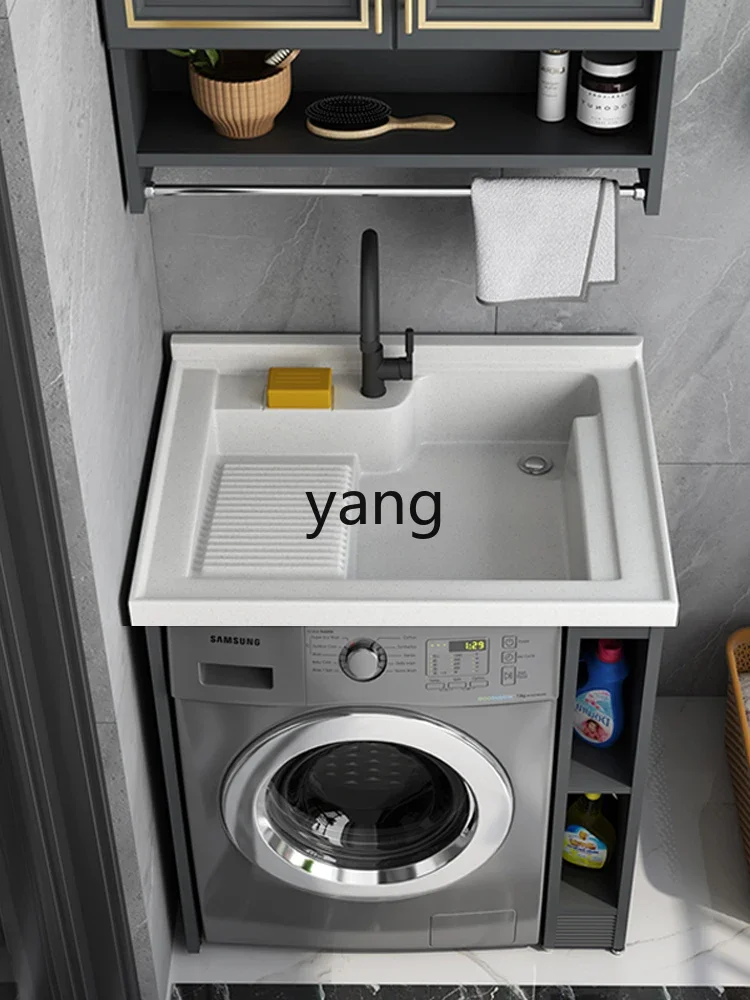 yjq， Alumimum Washing Machine Cabinet Balcony Laundry Tub Bathroom Cabinet Combination