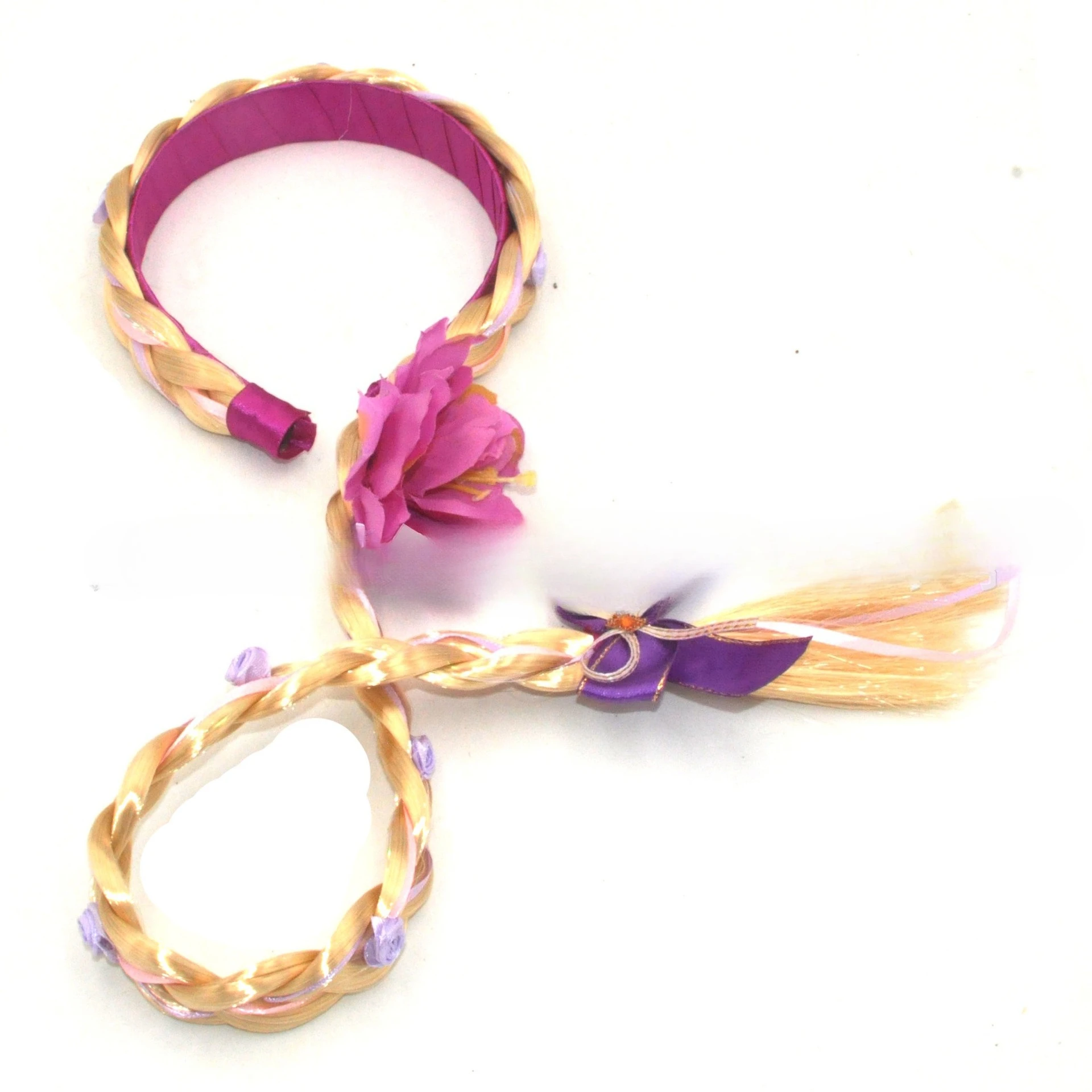 شعر مستعار للأميرة طويل الشعر، غطاء رأس جديلة، ملابس أطفال جديدة، عصابة رأس لعيد الميلاد