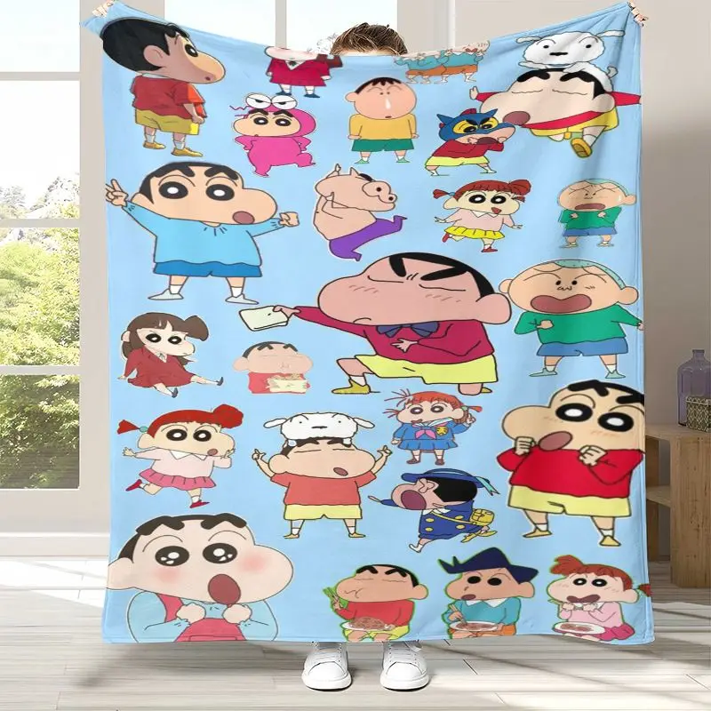 Funny C-Crayon Shin-chans Cartoon Soft Flannel Throw Blanket,Cozy Warm Blanket for Bed,Sofa,Living Room,Picnic,Home Decor,Gift