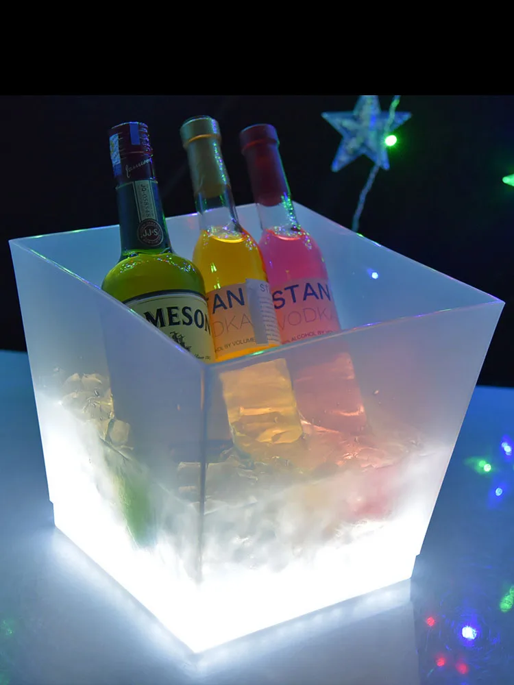 Custom bar KTV double square LED luminous ice bucket plastic beer barrel drink red wine barrel champagne barrel