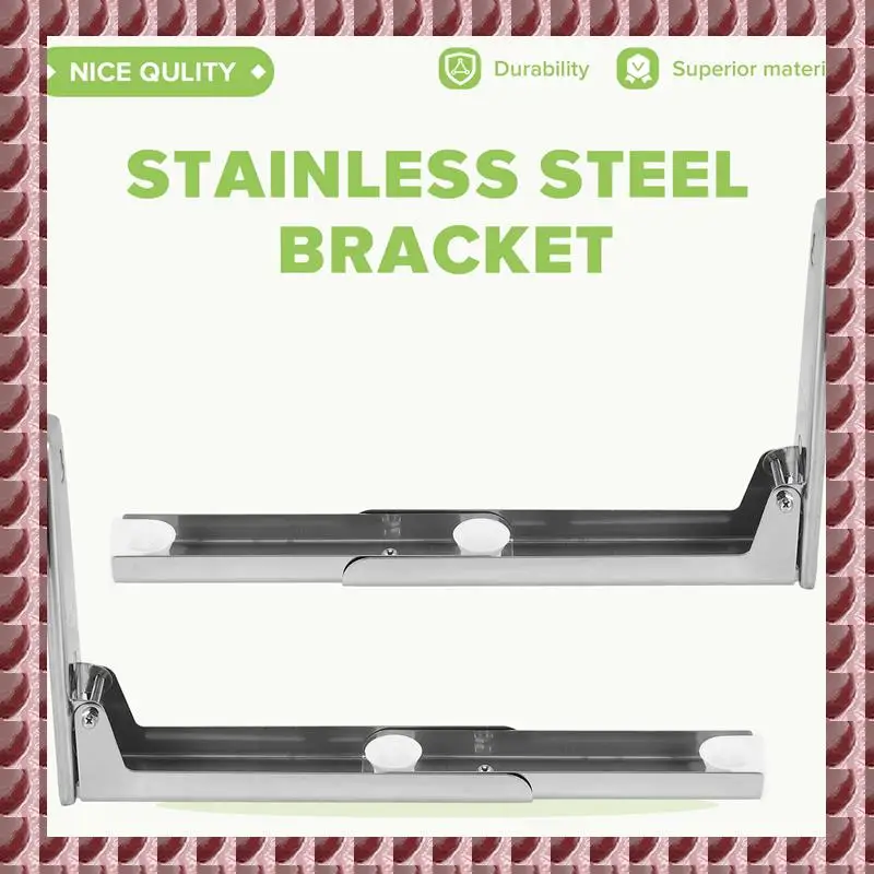 

A95G Support Frame Steel Foldable Stretch Shelf Rack Microwave Oven Wall Mount Bracket Stainless Silver