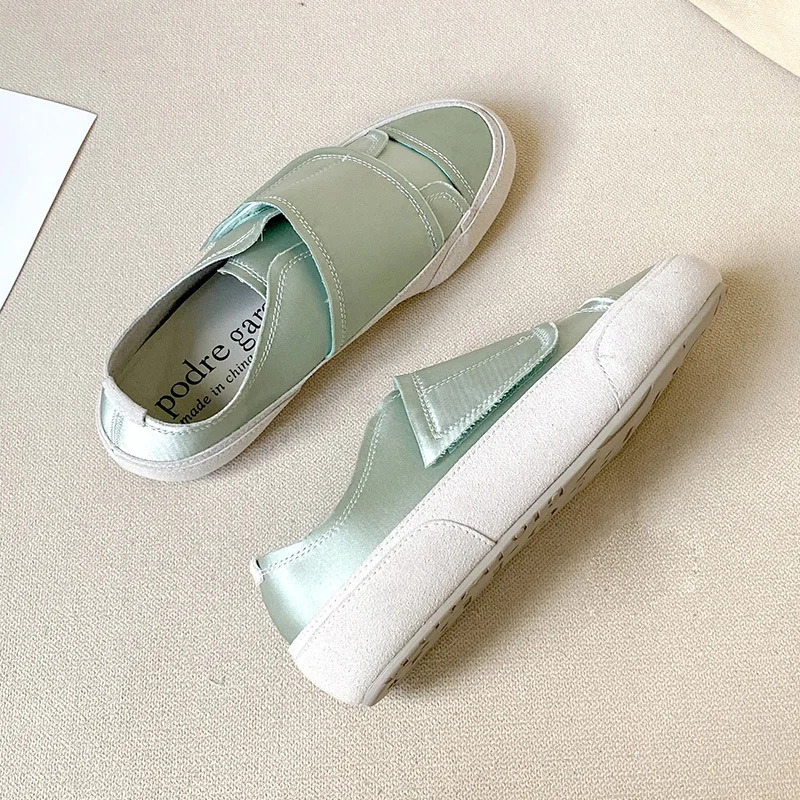 2022 Summer New Satin White Shoes Sneakers Flat Thin Sneakers Canvas Casual Shoes Women\'s Fashion Shoes Women\'s Vulcanized Shoes