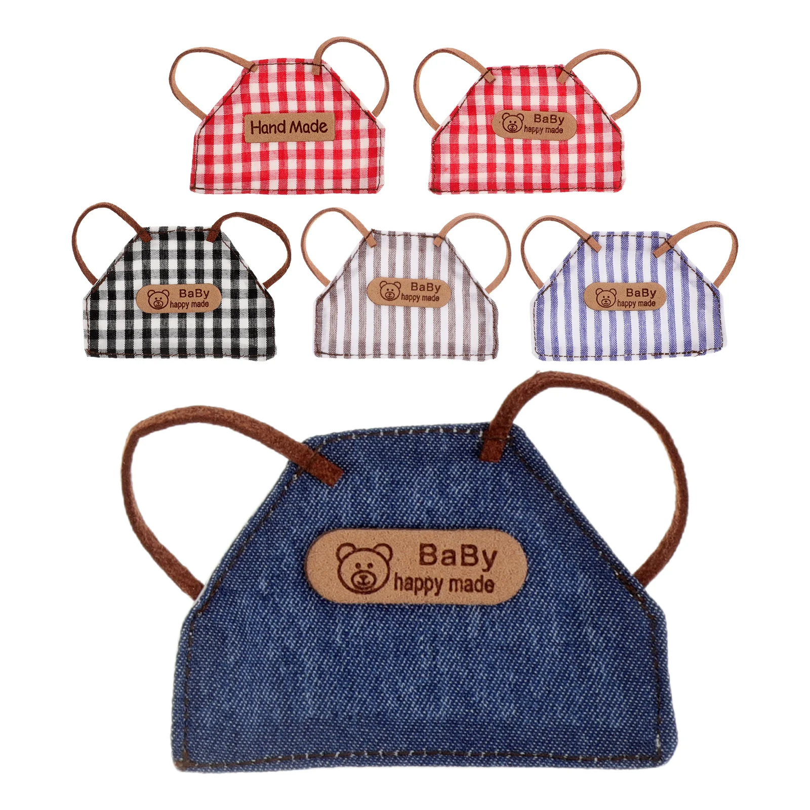 

6 шт., шерстяной миниатюрный фартук, винтажный джинсовый клетчатый узор, аксессуары для рукоделия «сделай сам», одежда для рукоделия, одежда Dolly