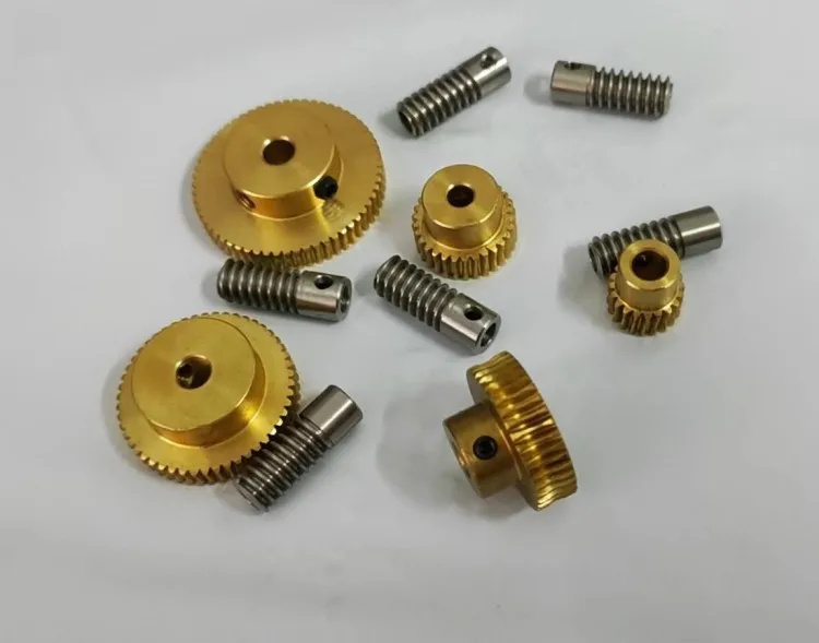 0.5 Modulus Brass Metal Worm Speed Reducer with 60 Teeth Worm Wheel 5mm Bore Gear Shaft