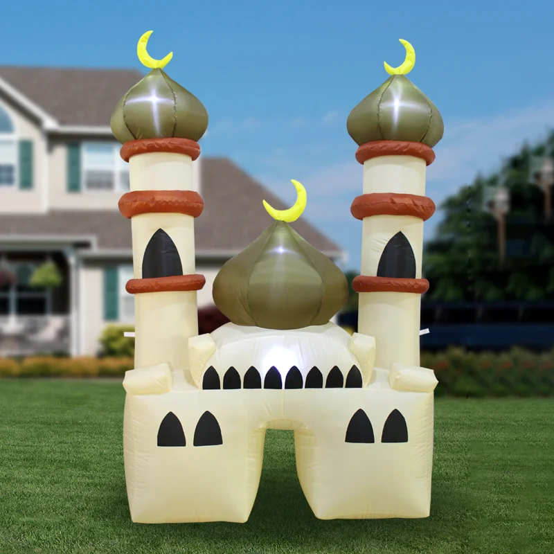 Inflatable Muslim festival outdoor decoration and sacred celebration decoration with LED lights inflatable mosque