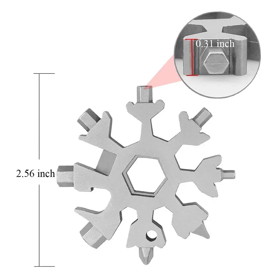 18-in-1 Portable Wrench Snowflake Torque Spanner Universal Multi Pocket Keyring Hex Wrench Bike Tool Hexagon Keychron Hand Tools