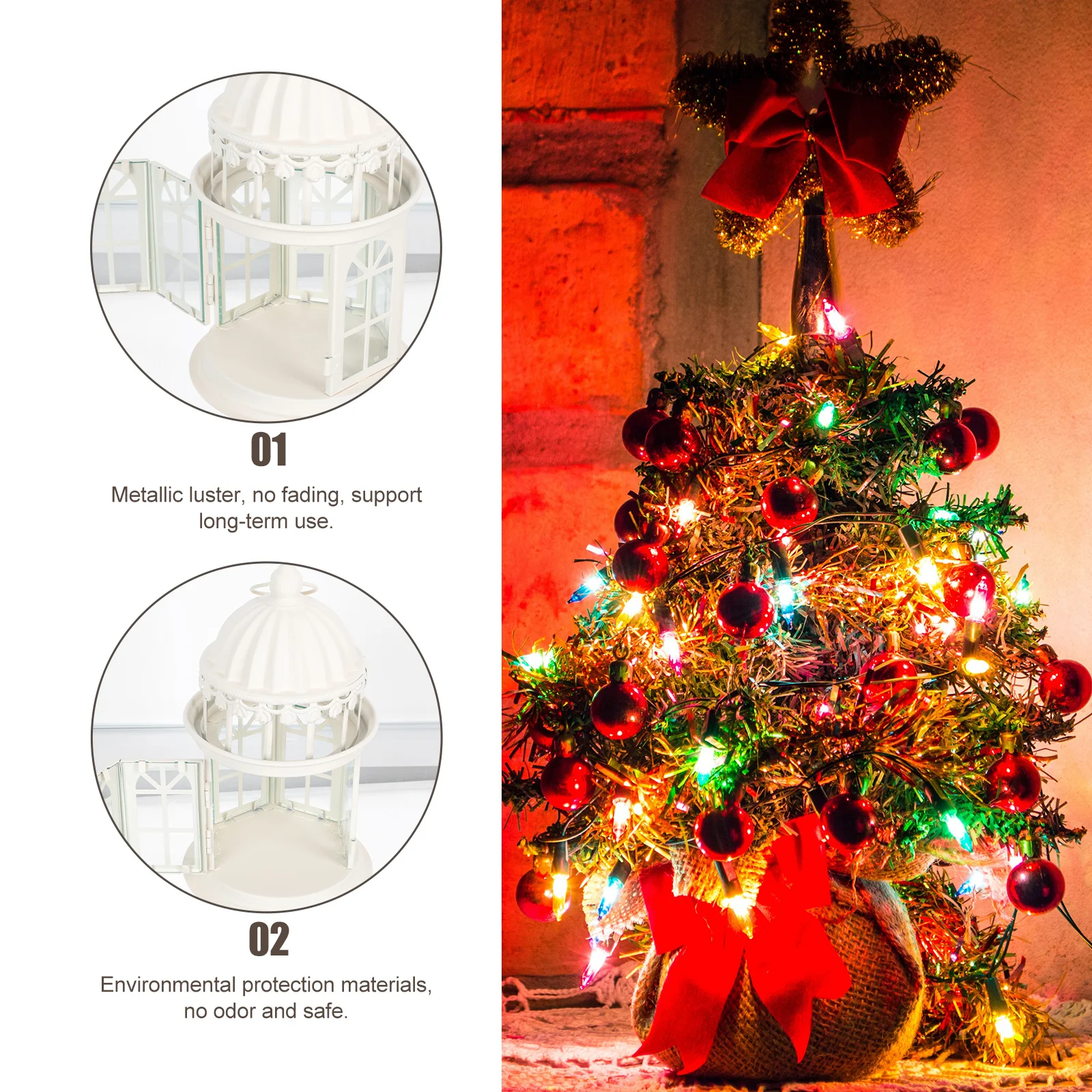 

1pc Iron Wind Lantern Candlestick Holder For Holiday Festival Christmas Home Garden Dining Table