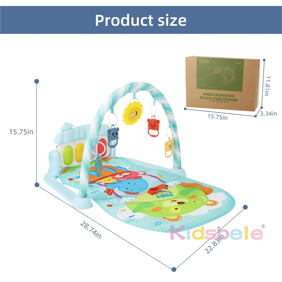 3 in 1 Play Mat Activity Gym per Baby Kick & Play Piano Gym Baby Crawling Play Mat con giocattoli appesi