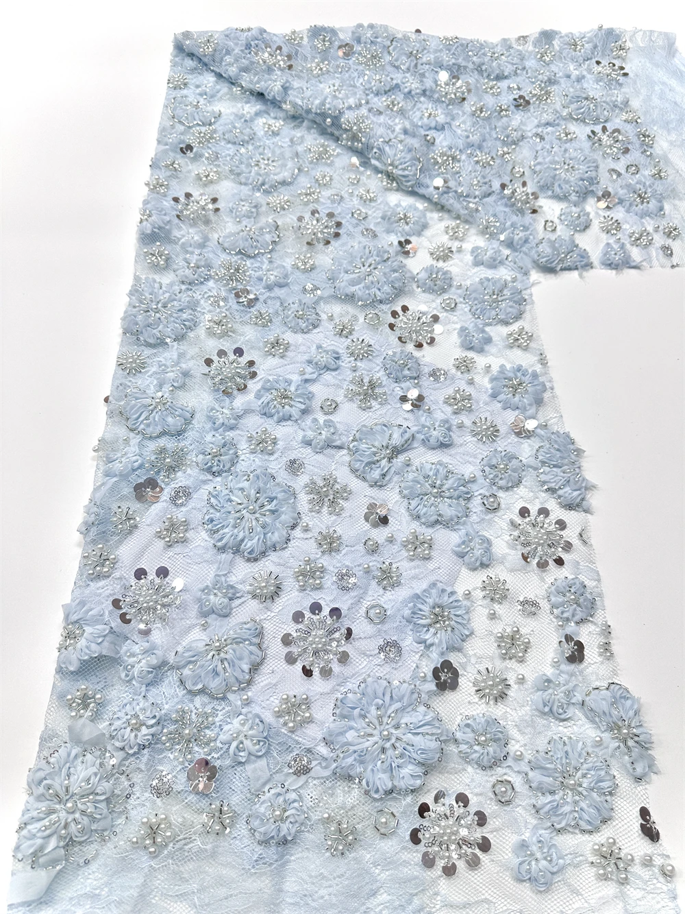 قماش دانتيل تول أفريقي 2025 قماش ترتر شبكي فرنسي خياطة تطريز مع خرز دانتيل تول شبكي فستان نيجيريا 5 ياردات