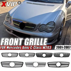 XVIP Front Glossy Black Diamonds Style Front Racing Grille For Mercedes Benz C-Class W203 2001-2007 C200 C240 C280 Bumper Grille