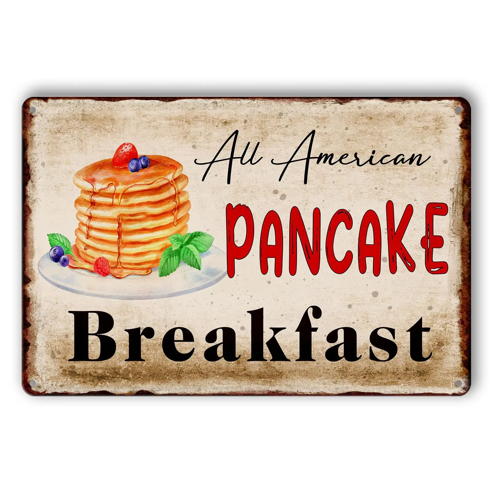 Kitchen Metal Tin Signs Vintage Kitchen Wall Decor Retro Breakfast Metal Sign Pancake Art Antique Cooking Tin Sign 8x12 Inc sign