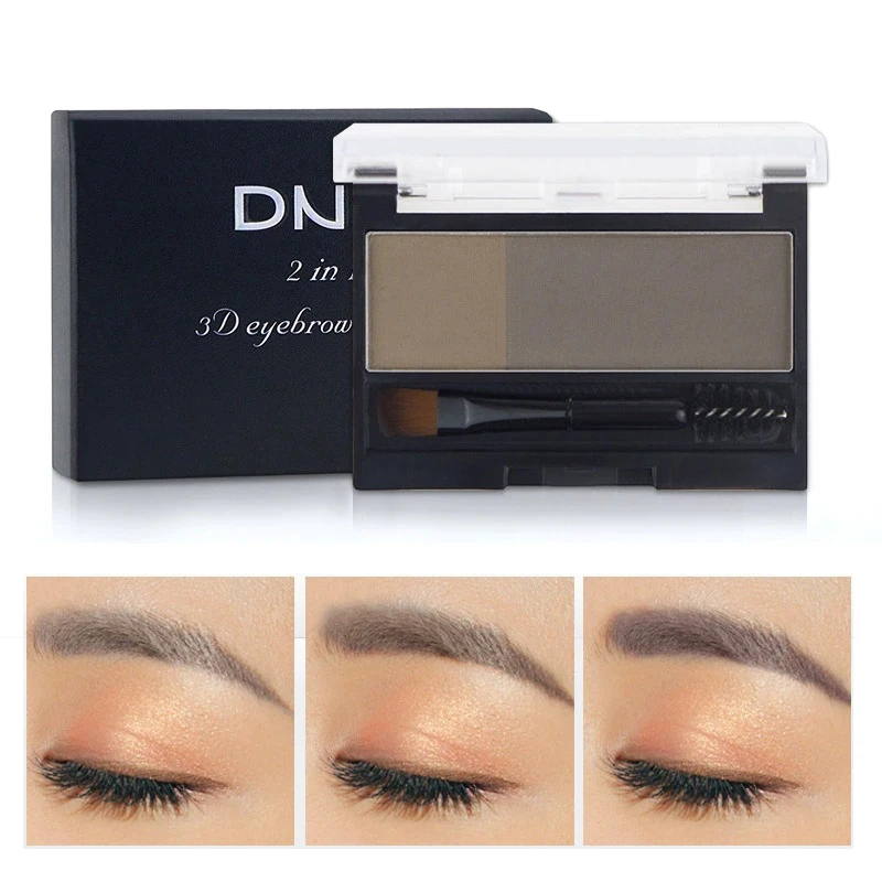 

【WHB】1 Set Professional Double Color Eyebrow Powder Palette With Stamp Eye Brow Enhancer Makeup Shadow For Brows Brow Powder