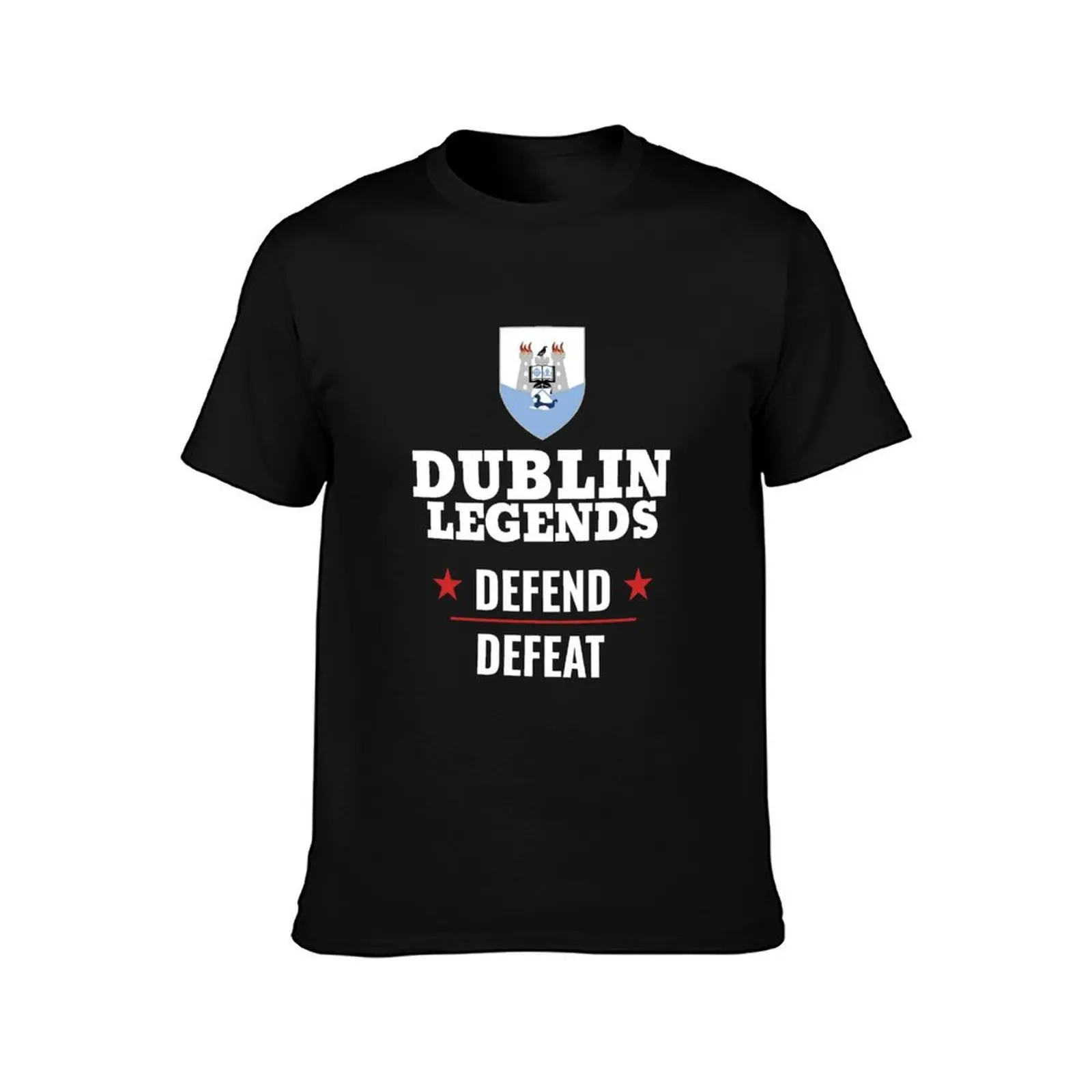 Dublin Legends Defend Defeat T-Shirt, Summer Casual Cotton Tee, Oversized Streetwear Tops, Vintage Graphic Print, 100% Cotton