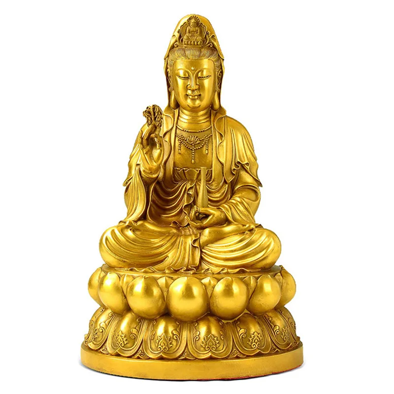 

Brass Avalokitesvara Ornaments Willow Branch Aquarius Guanyin Bodhisattva Send Children Safe Home Items for Buddha Hall
