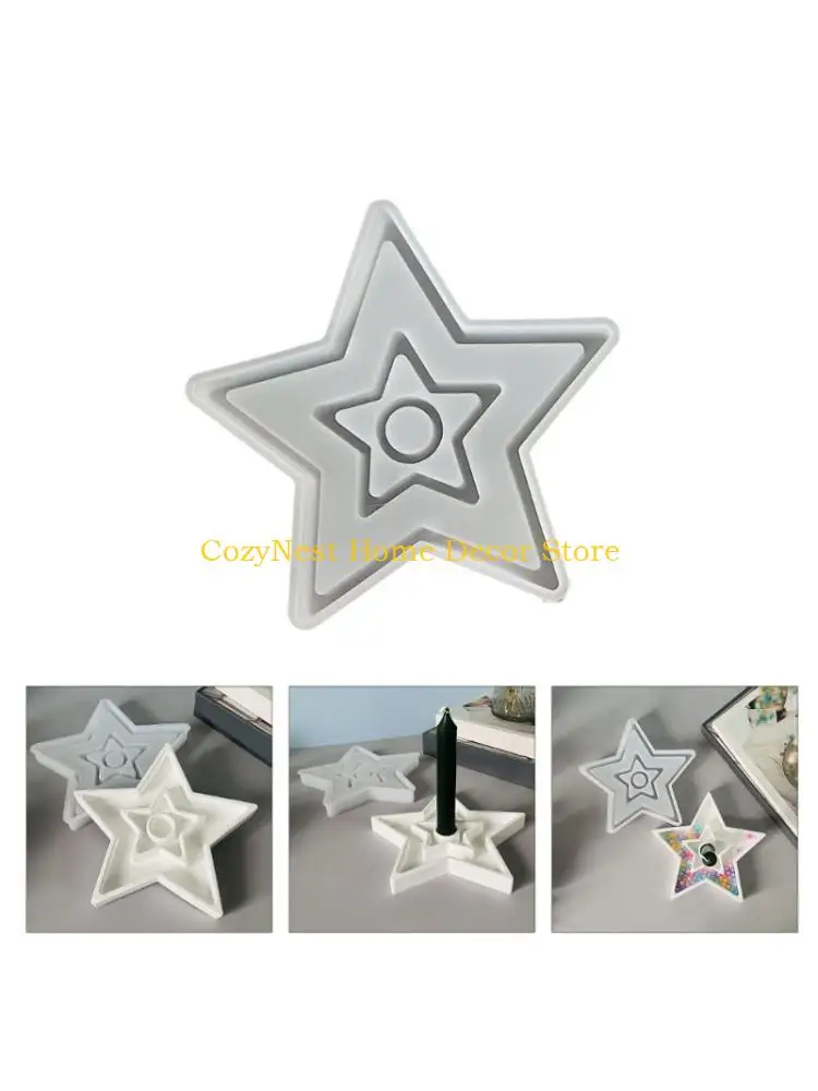 92MF Professional Silicone Star Shape Casting Molds For Crafting Candlestick Candle Holders Bases With Dried Flower Glitters