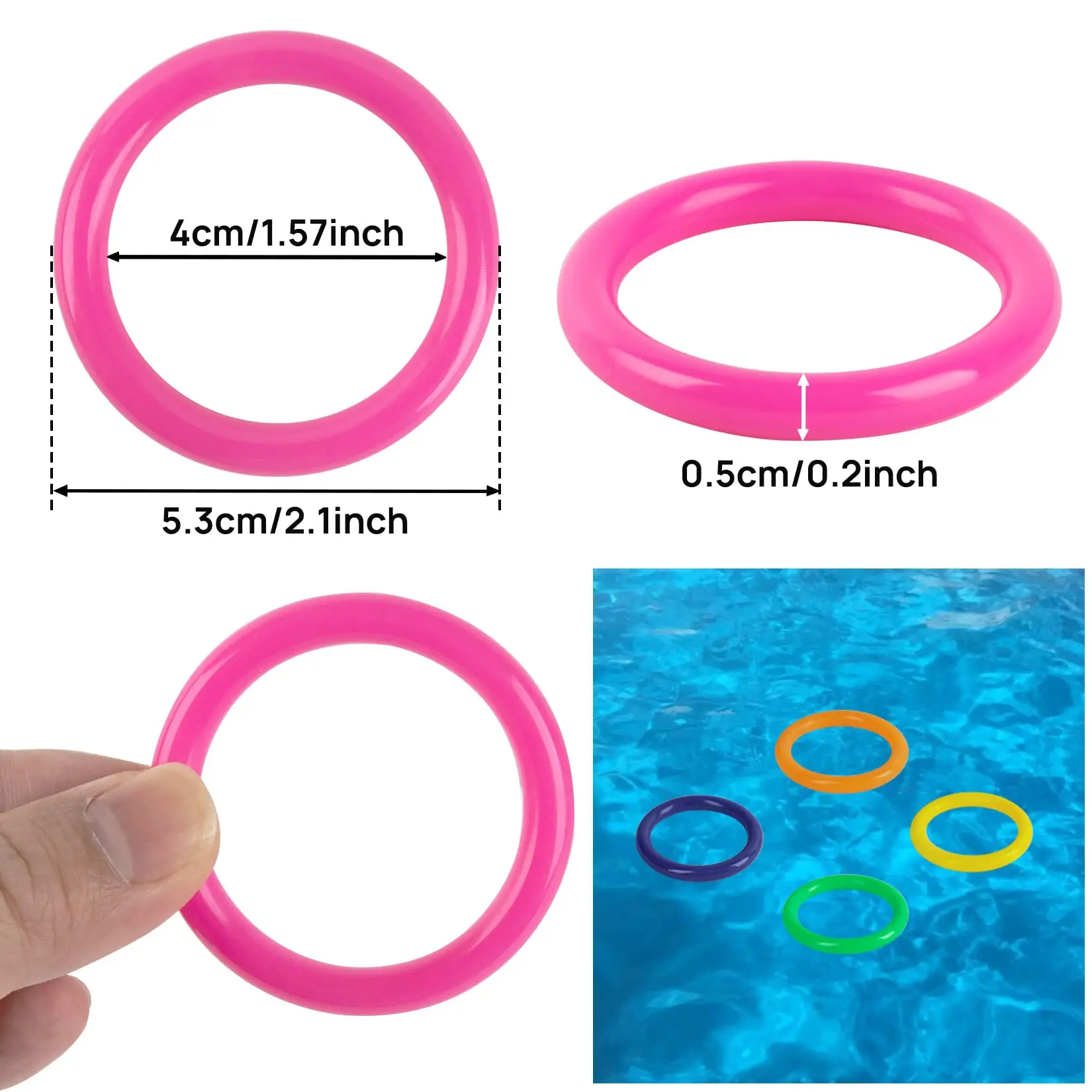 Mini Ring Toss Game - 70PCS 2,1 inch plastic ringen voor volwassenen, bruiloft, carnaval, kan gooien en zwembadspellen