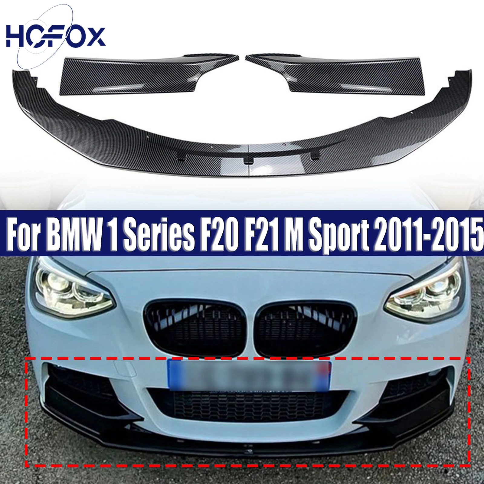 

For BMW 1 Series F20 F21 M Sport 2011-2015 Front Bumper Lip Spoiler Maxton Style Diffuser Splitter Chin Trims