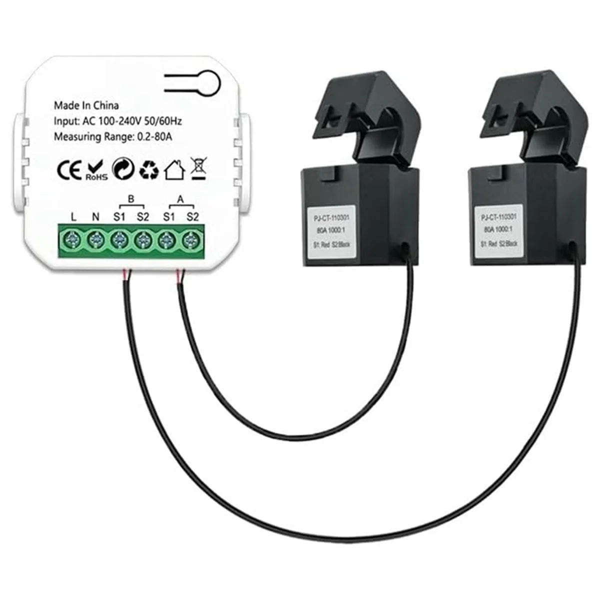 

Tuya Wifi Intelligent Energy Meter Solar PV System Power Production Consumption Bidirectional Monitoring Meter with 2 CT