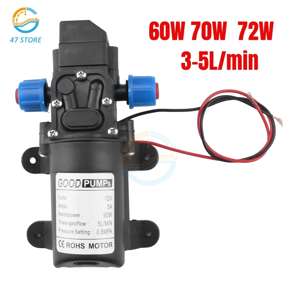 

DC 12V 60W 70W 72W 3-5L/MIN Agricultural Electric Water Pump Black Micro High Pressure Diaphragm Water Sprayer Car Wash Pumps