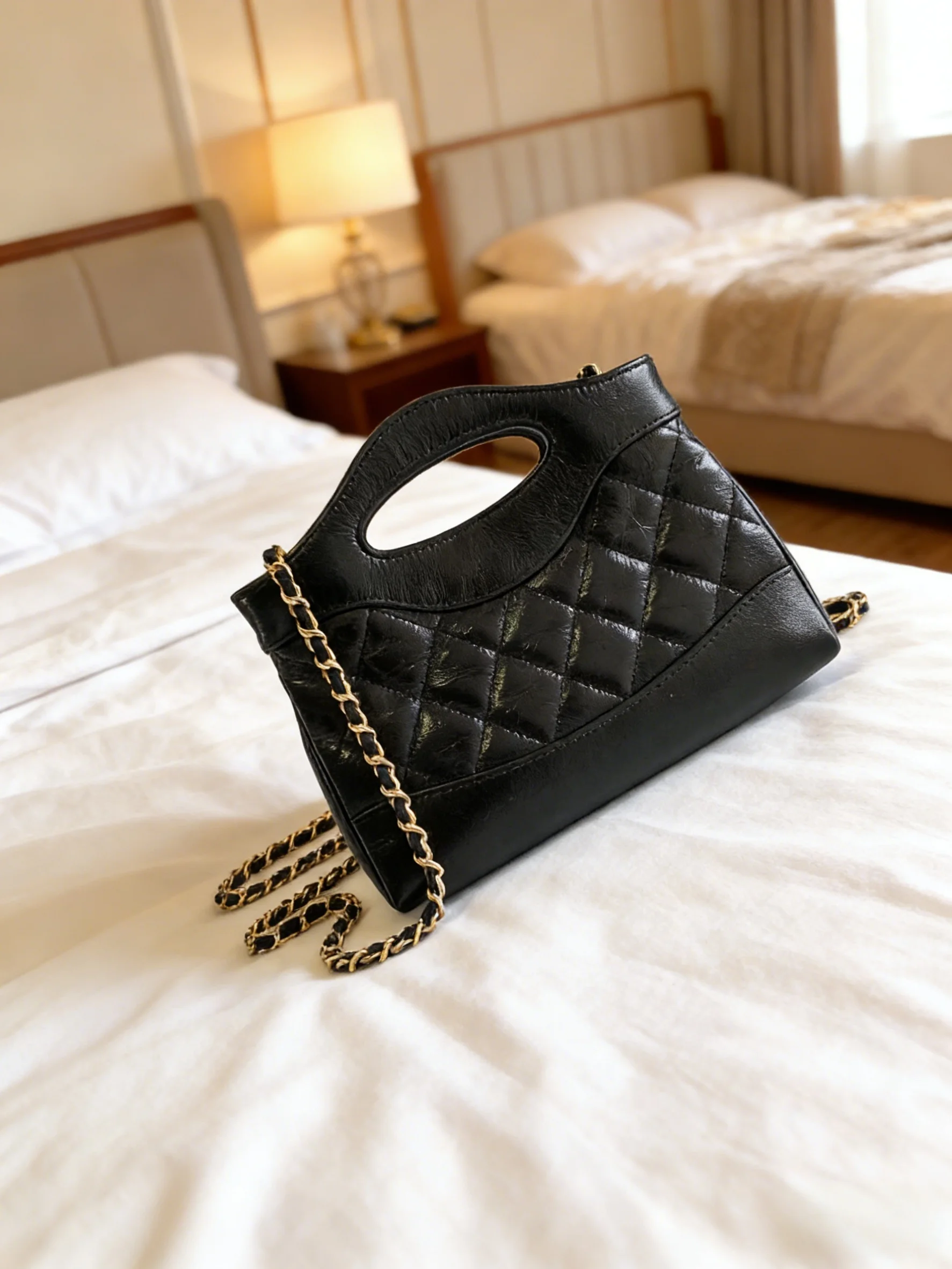 

Новая черная стеганая кожаная сумка через плечо | Сумка через плечо с вырезом и золотой цепочкой | Роскошная сумка в стиле ретро на каждый день/вечеринку