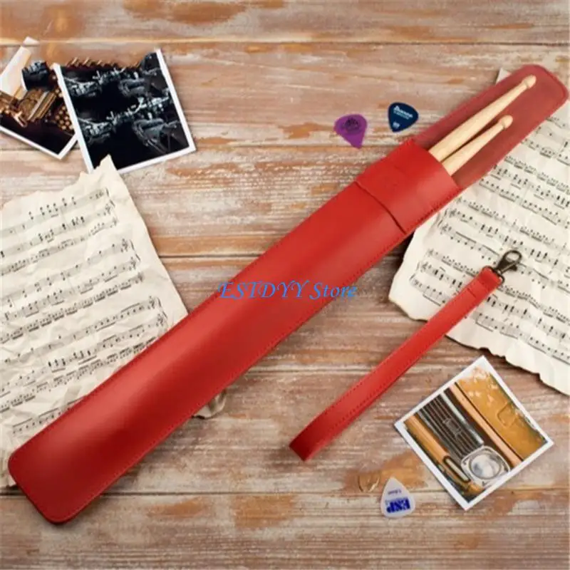 

G6DE PU Leather Drumstick Storage Bag Drumstick Dustproof Protector Case Waterproof Drum Bag Drumsticks Storage