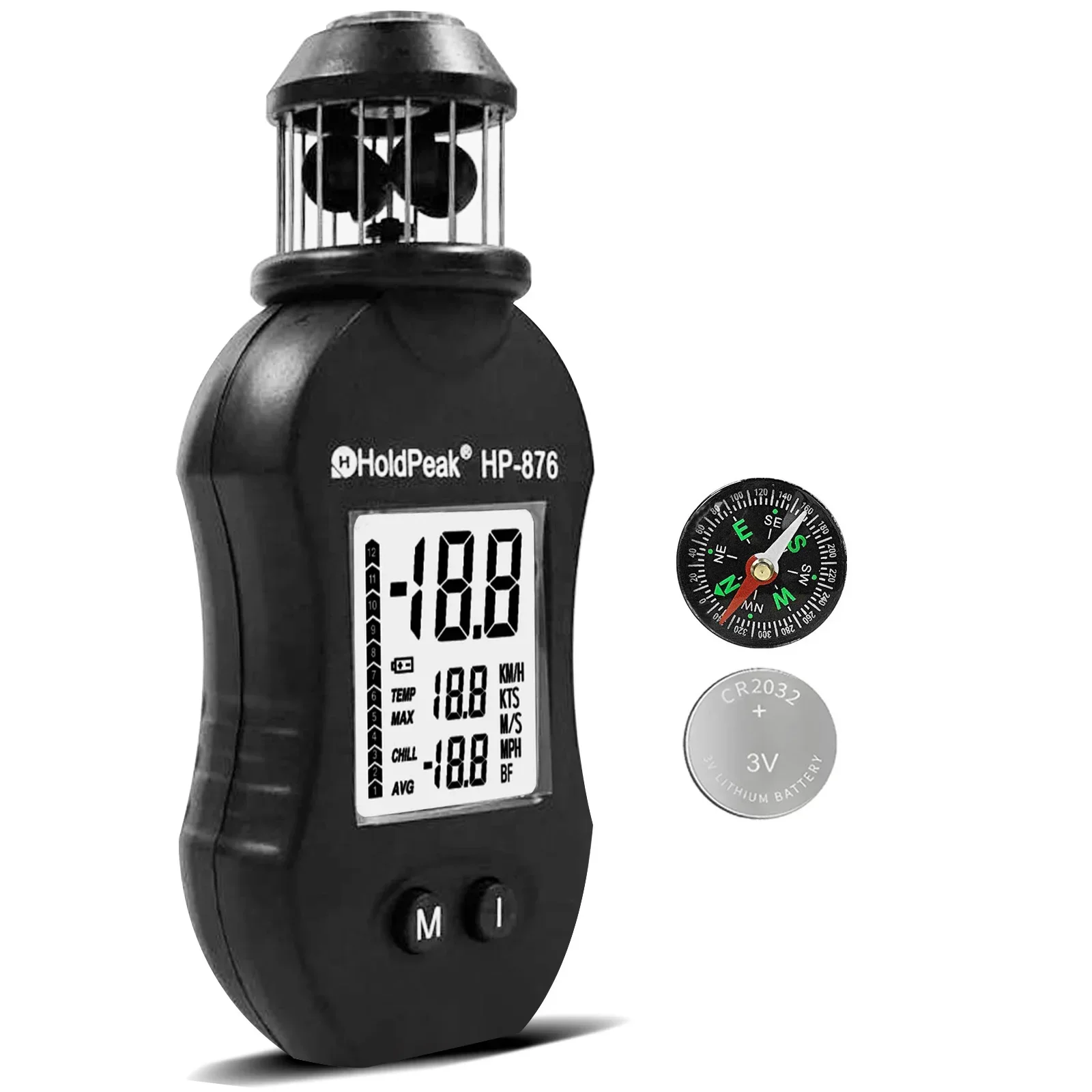 

Holdpeak HP-876 Handheld Anemometer Digital Wind Speed Meter Measuring Air Speed Air Volume for HVAC Vents Boat Sailing Shooting