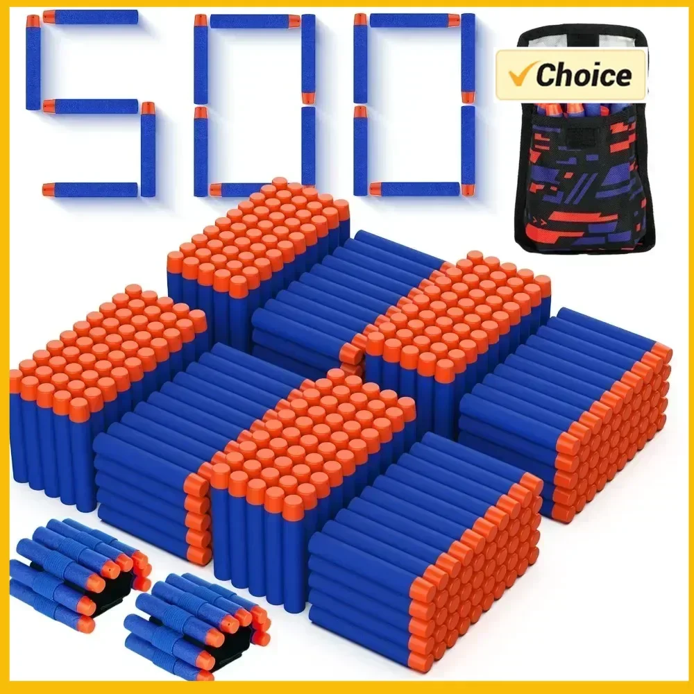 H500PCS EVA Dart for Toys Gun N-Elite Series Guns Darts Gun Refill Bullets Ammo Packs Toys Gun Bullets Non-toxic and Soft