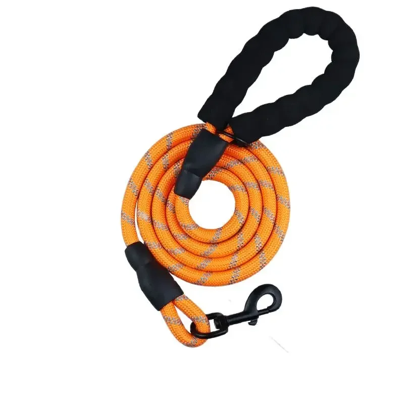 1.5M/2M/3M Large Dog Rope Round 1.2CM Nylon Pet Leash Strengthen Reflective Rope Walking Dog Traction Collar Harness Dog Lead