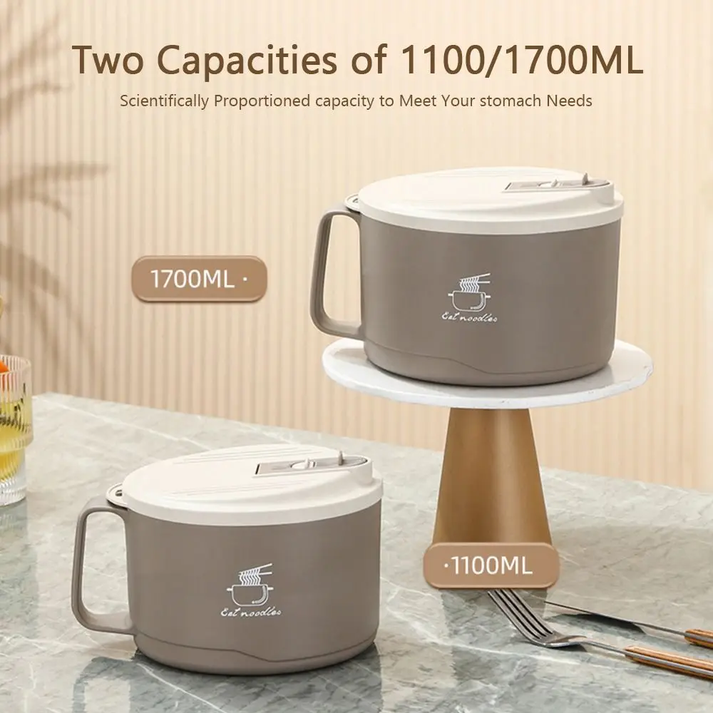 304 Stainless Steel Ramen Bowl Large Capacity Leak-Proof Heat-Insulated Soup Mug Portable 1100/1700ml Soup Cups On-the-Go