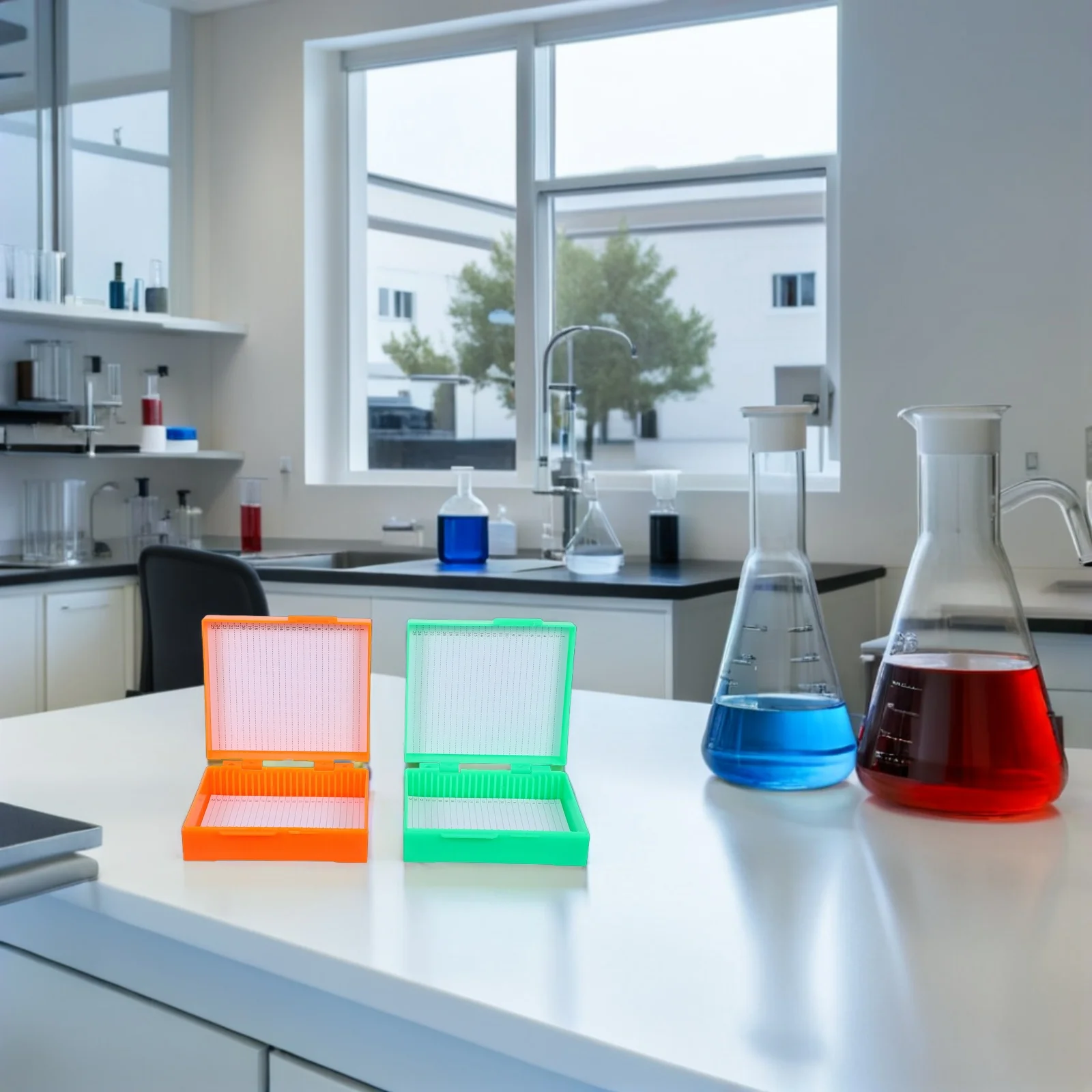 

4Pcs Slide Storage Holder 25 Slots Compact Plastic Microscope Slides Box for Contamination Prevention Lab Workflow Efficiency