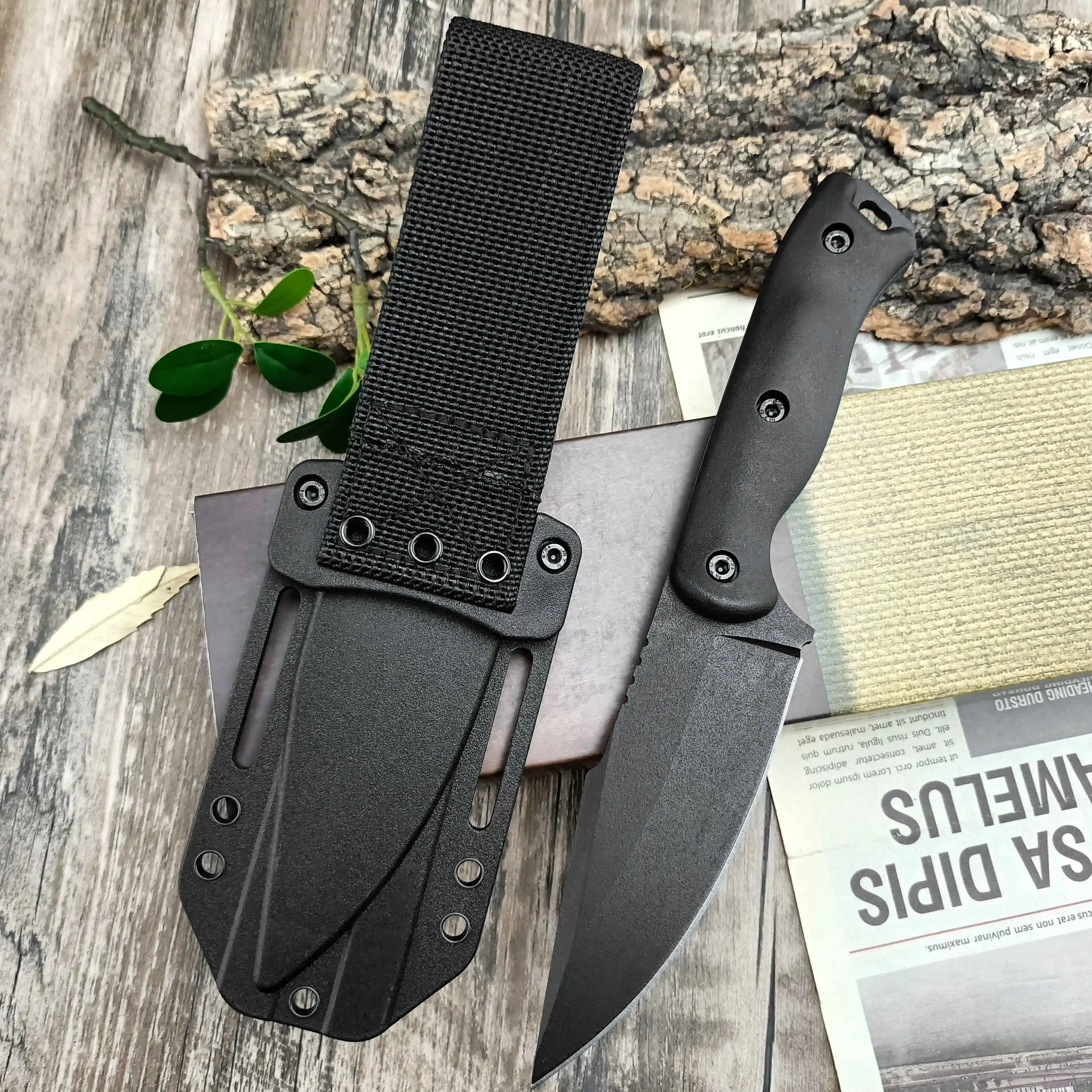 

BK18 Fixed blade Straight Knife D2 Blade Nylon wave slender hand handle Outdoor camping self-defense knife Tactical hunting EDC