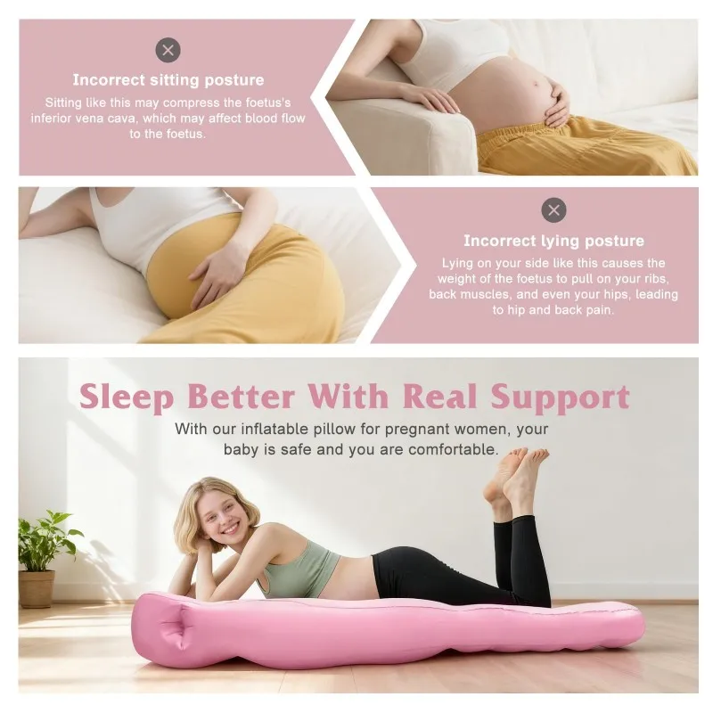 A96K-Inflatable Pregnancy Pillow,Airbed With Belly And Head Hole For Comfort.Best Prone/Side Lying Support For Pregnant Women EU
