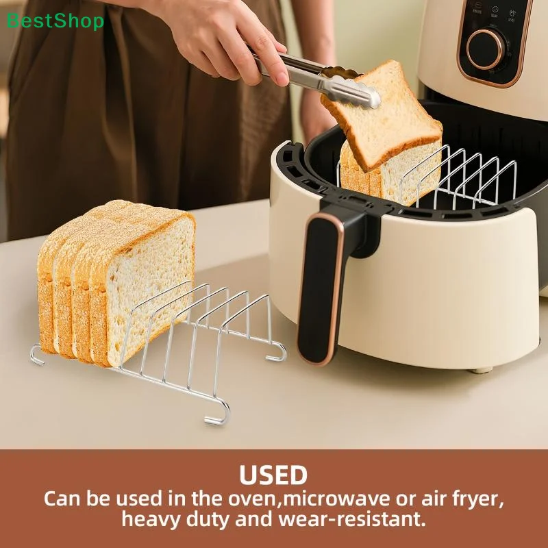 ✍Air Fryer Toast Rack, Stainless Steel Bread Holder for Air Fryer, Oven & Microwave, Heavy Duty Food Cooling Trivet