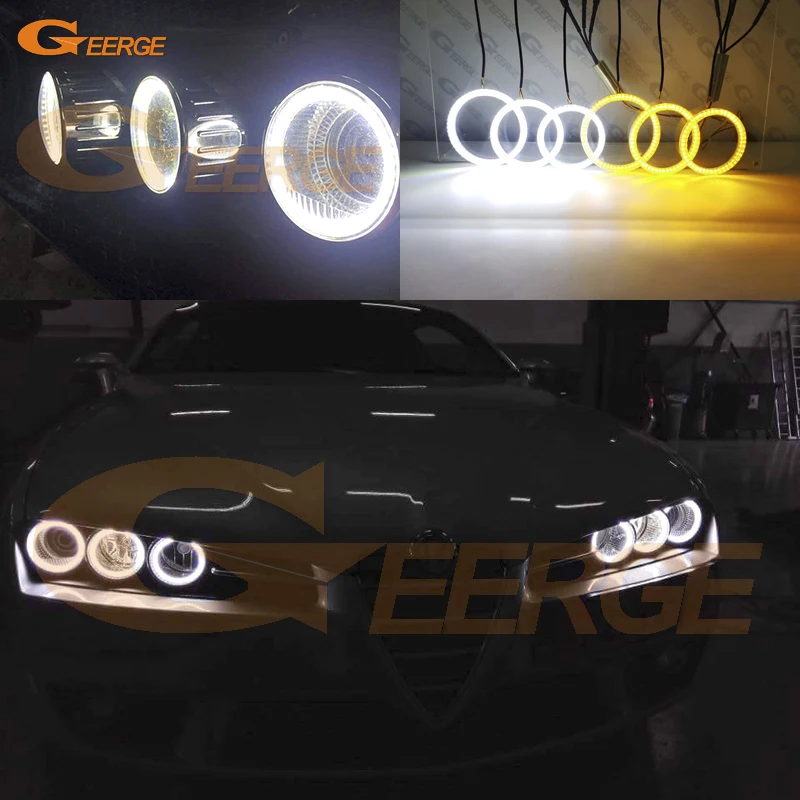 For Alfa Romeo 159 Brera Spider Ultra Bright WA Switchback Day Light Turn Signal SMD LED Angel Eyes Halo Rings Kit