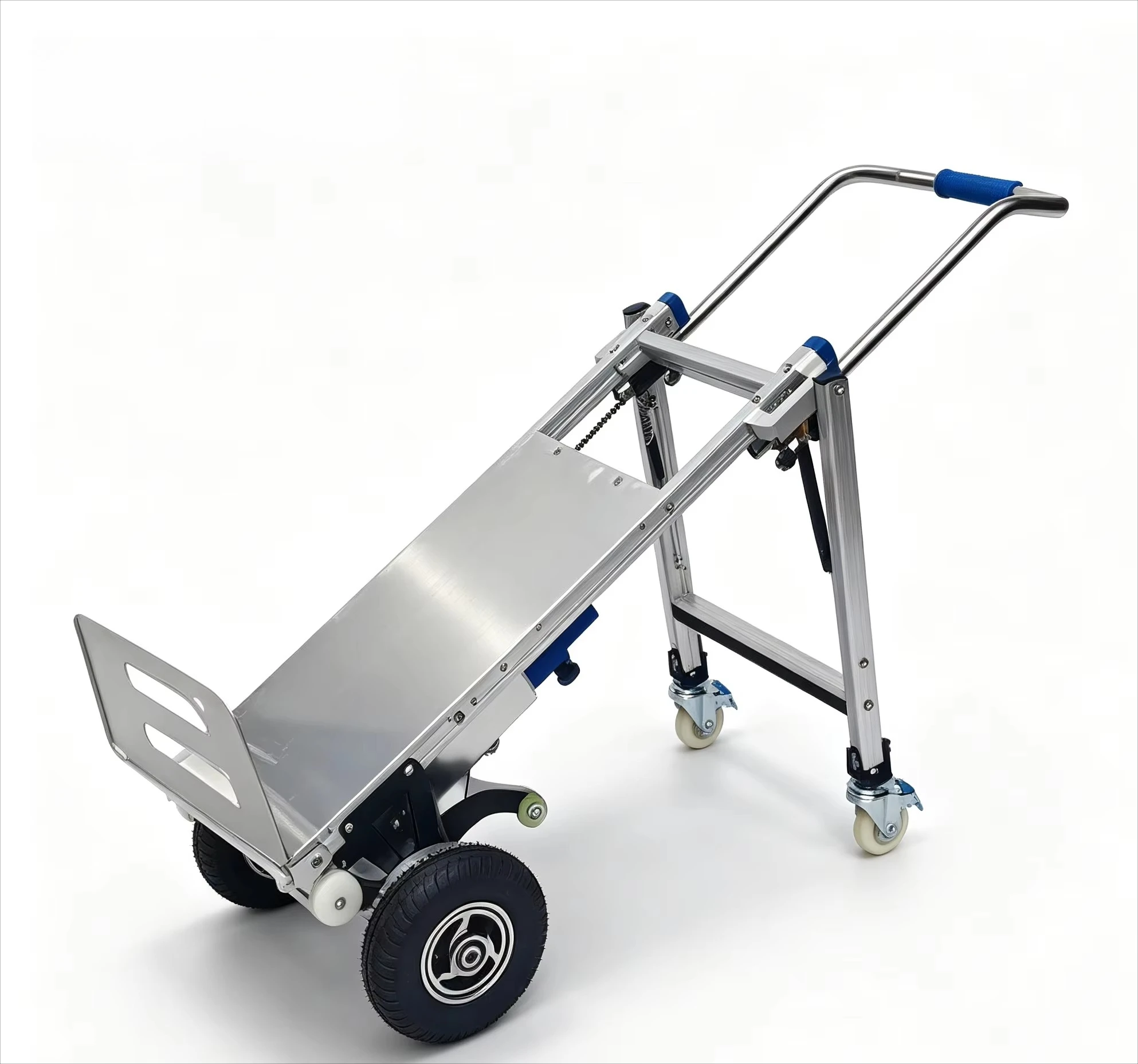 Electric Stair Climbing Trolley Dolly Cart Foldable Aluminium Frame with Braking System for Shopping Tools view 4