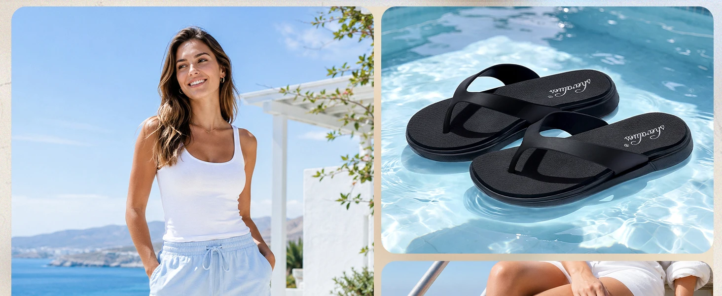 Shevalues Anti-Rutsch-Damen-Flip-Flops mit Fußgewölbestütze, weicher Sohle, bequemen Damen-Flip-Flops, leichten Strandsandalen – Detail 5
