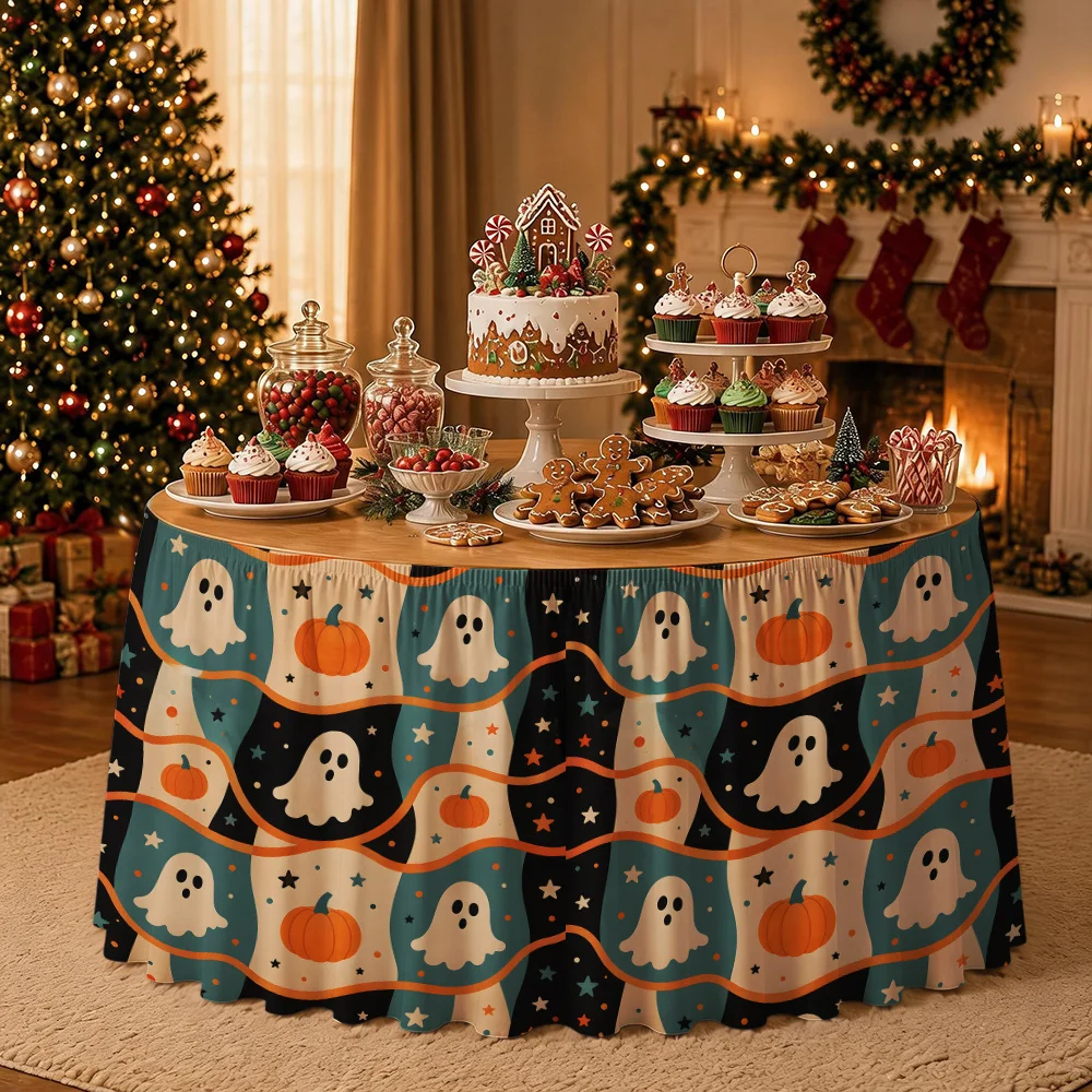 Halloween wave pattern tablecloth, party buffet table decoration, autumn Halloween home decoration tablecloth