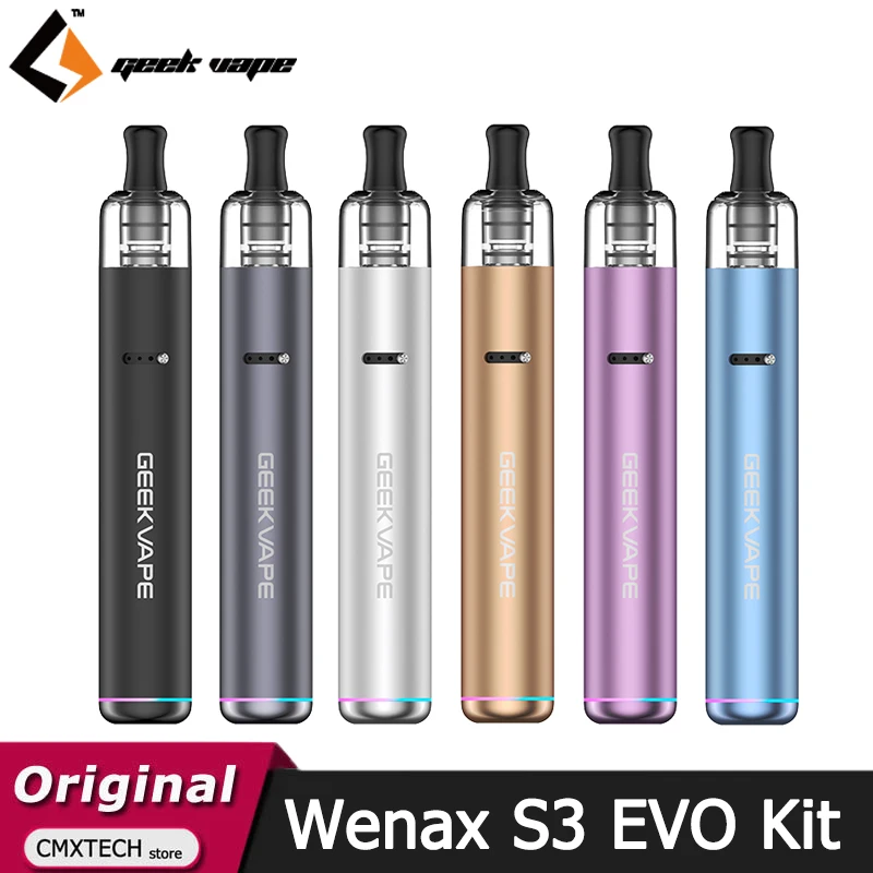 GeekVape-Wenax S3 EVO طقم سجائر إلكترونية ، Vape أصلي ، بطارية mAh ، خرطوشة جراب 2 gs ، 0.8 أوم ، 18 واط