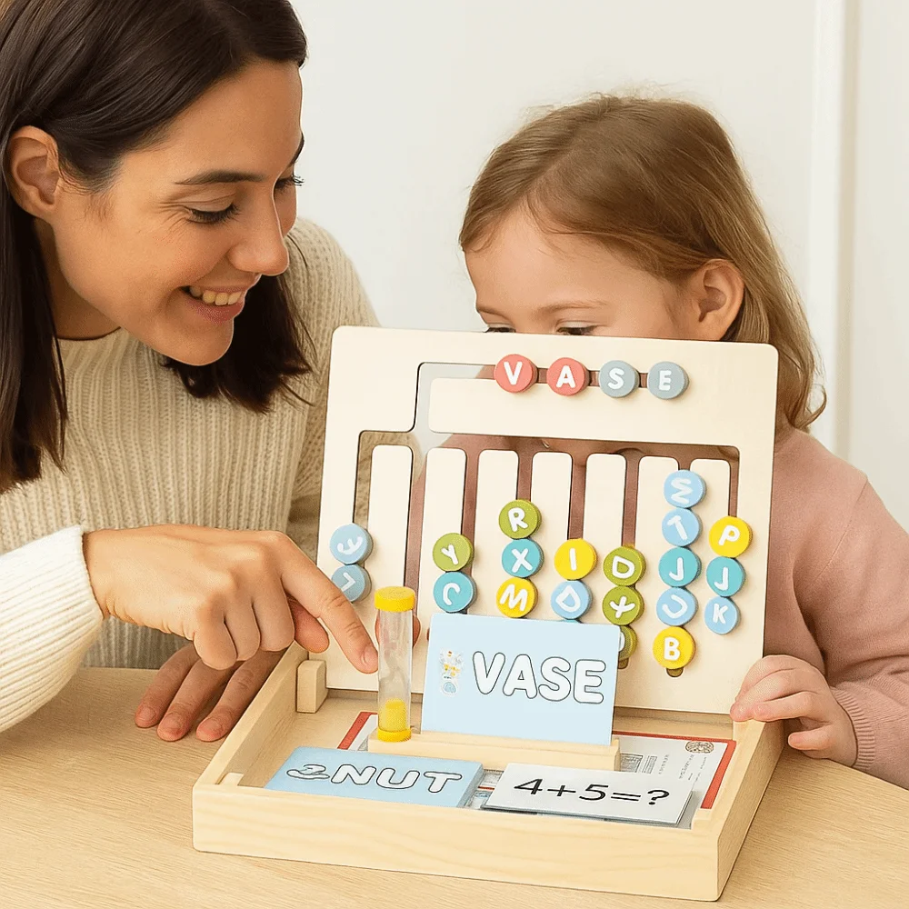 Drewniane cyfry angielskie dwustronne szachy Montessori puzzle zabawka do treningu myślenia logicznego kreskówkowa przenośna pomoc do nauki matematyki