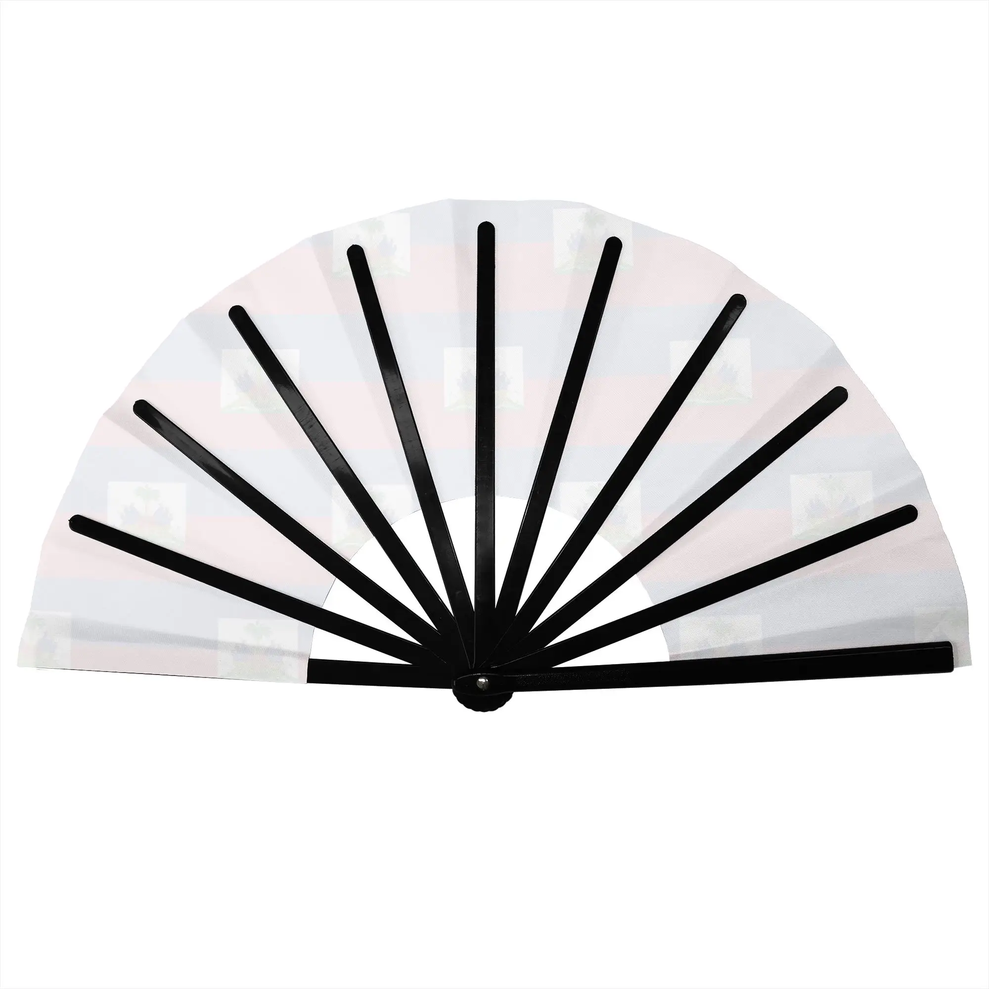 Customized Flag of Haiti's Nation Portable Pocket Fan Camping Parade Polyester Folding Fan Chinese Dance Handheld Cooling Fans