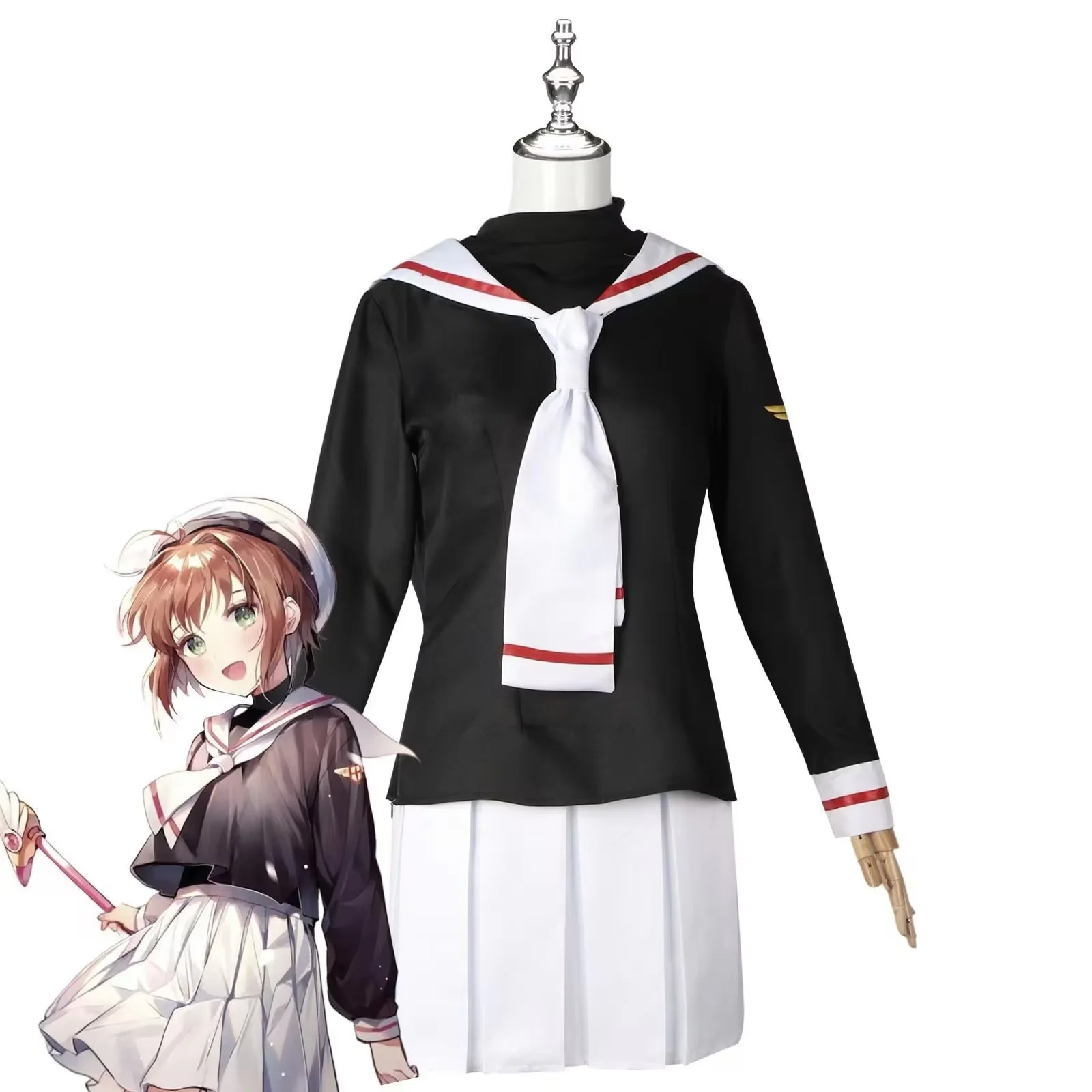 

Anime Cardcaptor Sakura Cosplay Costume Kinomoto Sakura School Uniform Outfit for Women Comic Con Halloween Party Outfit