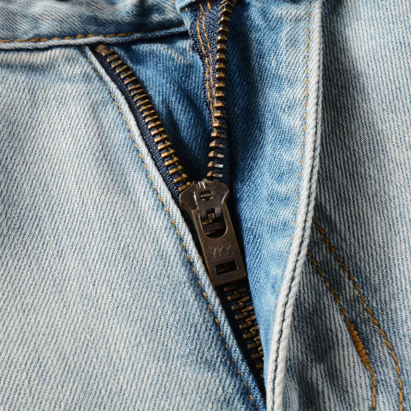 Streetwear Fashion Men Jeans Retro Washed Light Blue Stretch Slim Fit Painted Ripped Jeans Men Vintage Designer Denim Pants