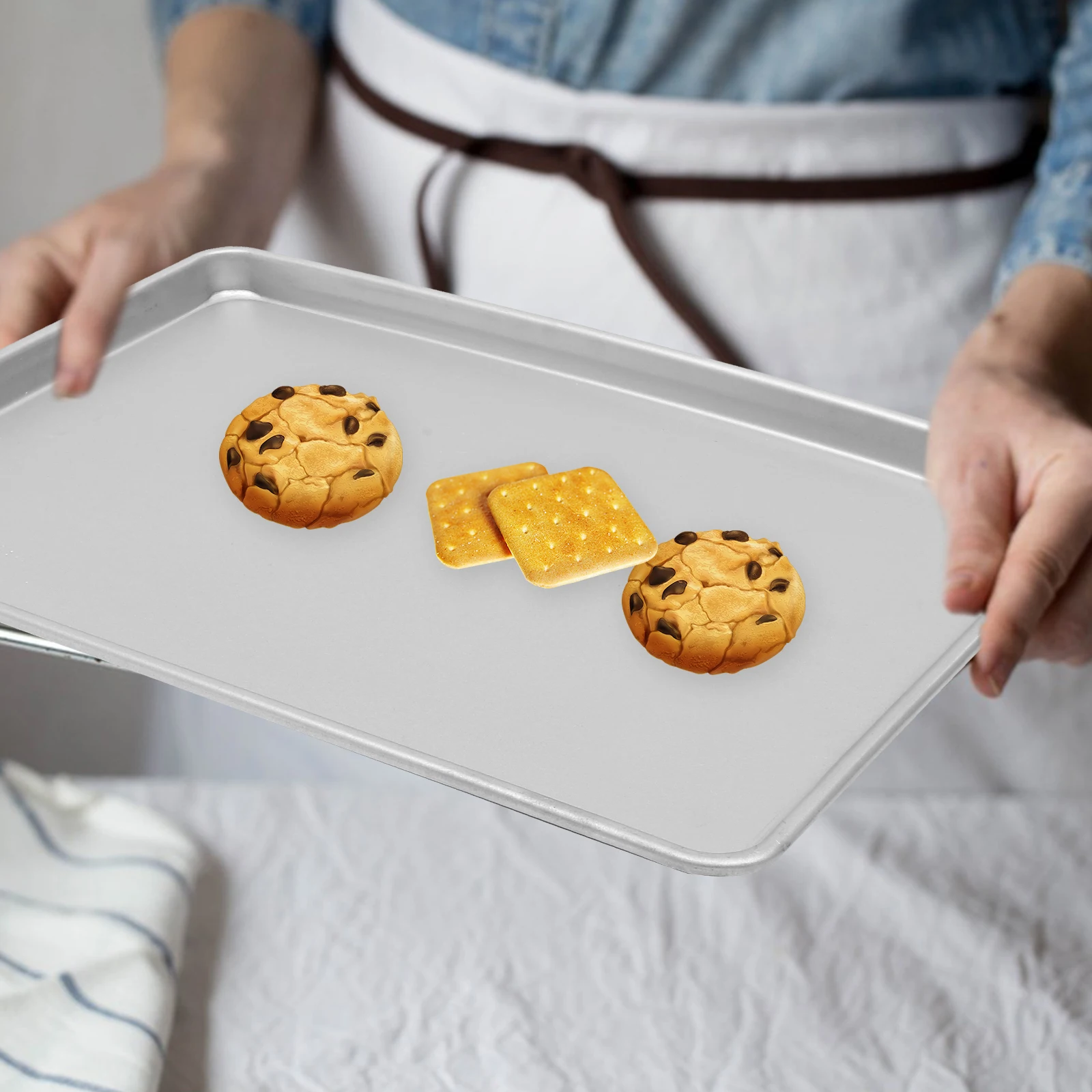 

Aluminum Alloy Baking Tray 450x330x25mm Rectangle Sheet Pan for Bread Cake Cookies Oven Bakeware Roasting Pan Non Stick