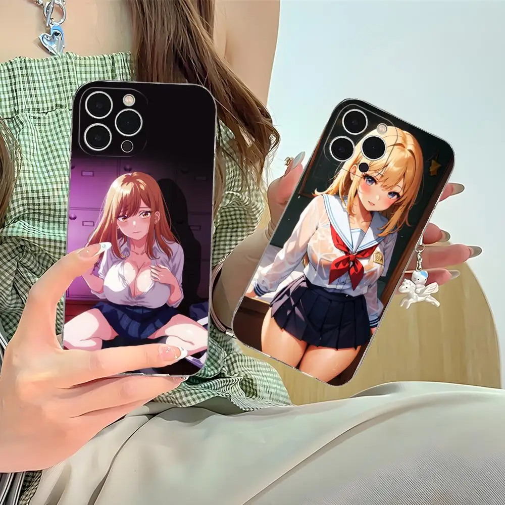 JK زي مدرسي فتاة جراب هاتف آيفون 16 15 14 13 12 11 X XR XS 8 6 Pro Max Plus صغير واضح اللون واقية فاخرة